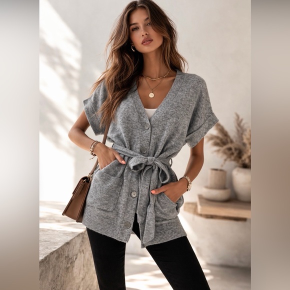 BCBGMaxAzria Gray Knit Robe - Picture 1 of 4